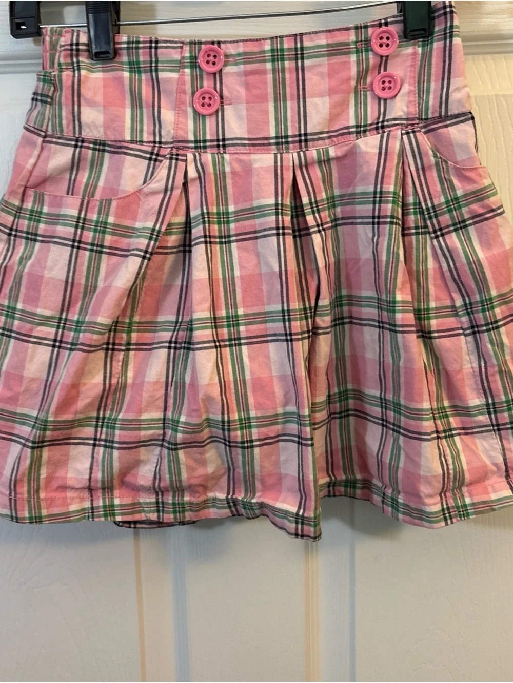 Gymboree Pink Plaid Circle Skirt with Green Accents